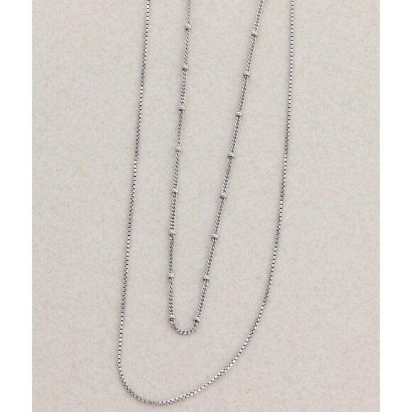 Sterling Silver Two Strand Necklace box Chain & Beaded Station Adjustable Chain - Picture 7 of 7